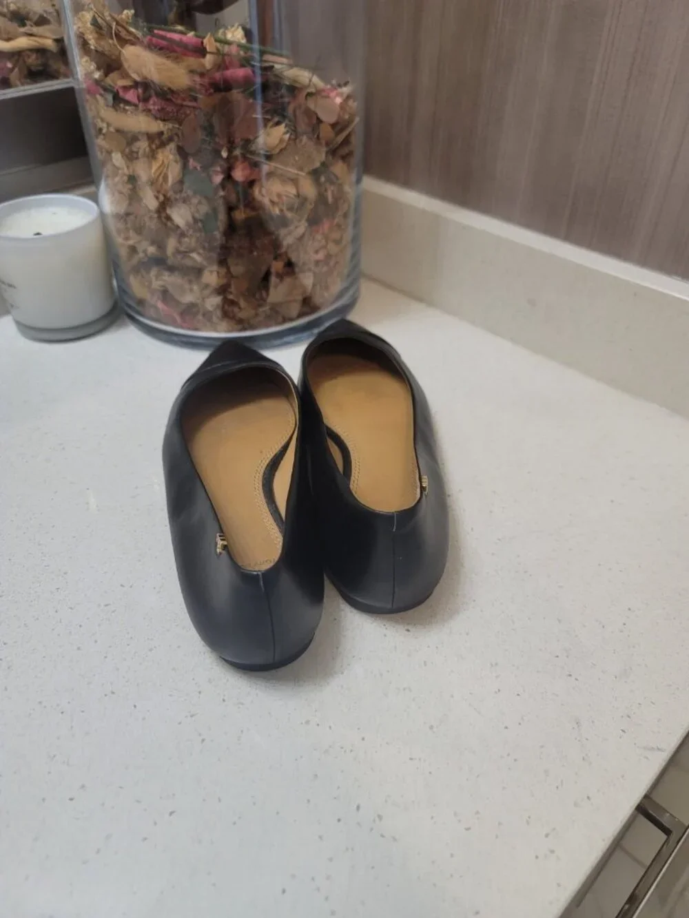 Tory Burch Penelope Pointed Toe Leather Flats Black Size 7.5 M